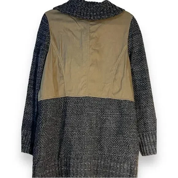 Ruff Hewn Grey Multi-Fabric, Woven Canvas/Sweater Jacket, Brown/Gray, Size L - Picture 2 of 7